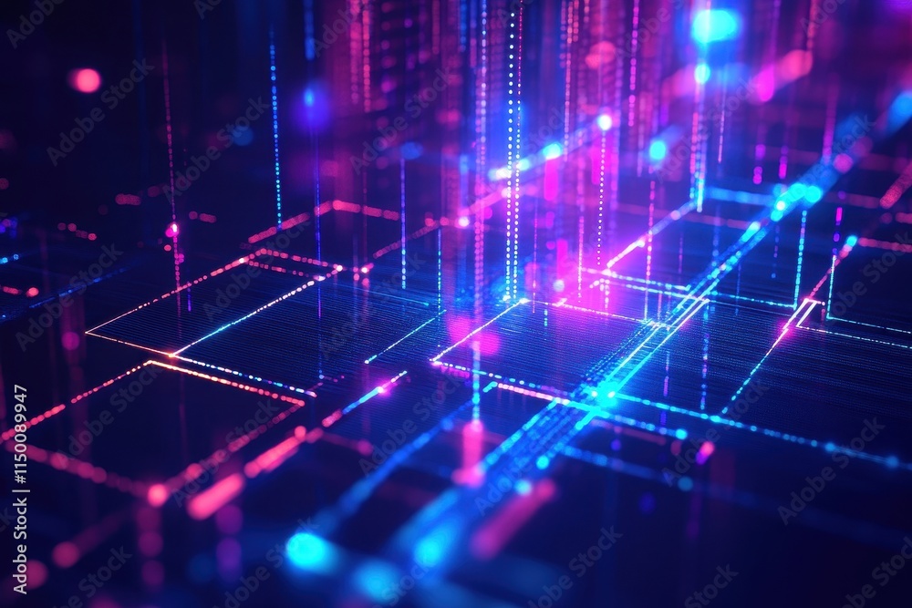 Abstract digital network glowing with pink and blue light. Abstract digital network glowing with pink and blue light.