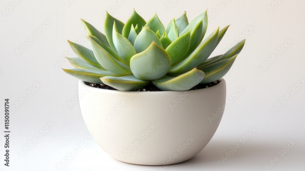 succulent plant in a simple white pot against a white background. succulent plant in a simple white pot against a white background.