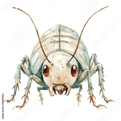 Watercolor Cartoon Louse Illustration