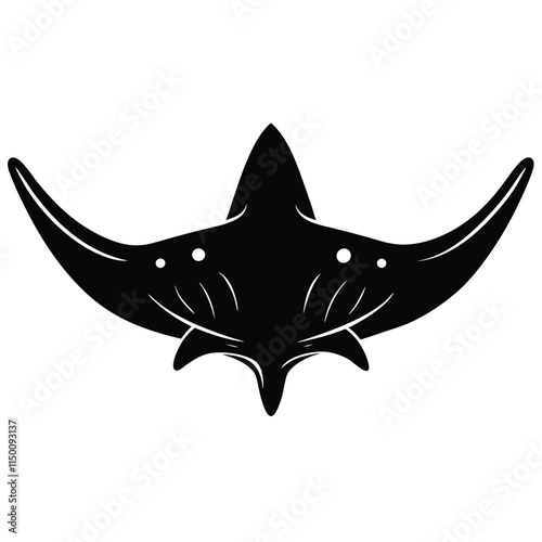 Angel shark silhouette on white background