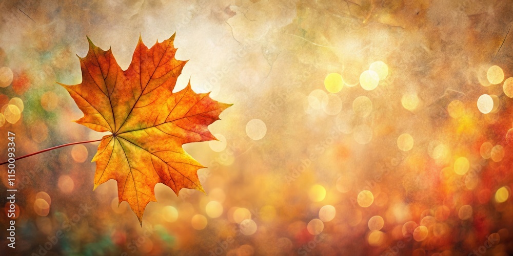 A Single Autumn Leaf with a Golden Bokeh Background, Capturing the Essence of a Tranquil Fall Day A Single Autumn Leaf with a Golden Bokeh Background, Capturing the Essence of a Tranquil Fall Day