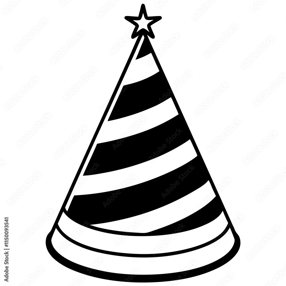 Party Hat vector silhouette black design white background Party Hat vector silhouette black design white background