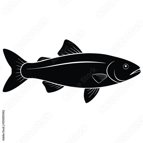 Arctic char silhouette on white background