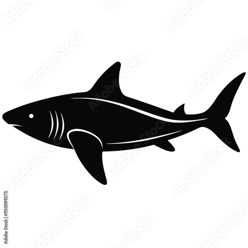 Basking shark silhouette on white background