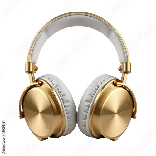 Goldtoned overear headphones with white ear cushioning photo