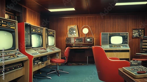Retro 1970s Computer Room Vintage Technology Old Computers Data Center