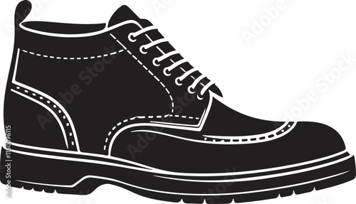 Black Brogue Boots Silhouette Vector Illustration