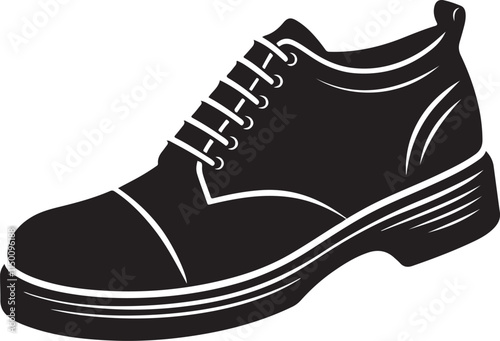 Stylish Black Silhouette Oxford Shoes Illustration