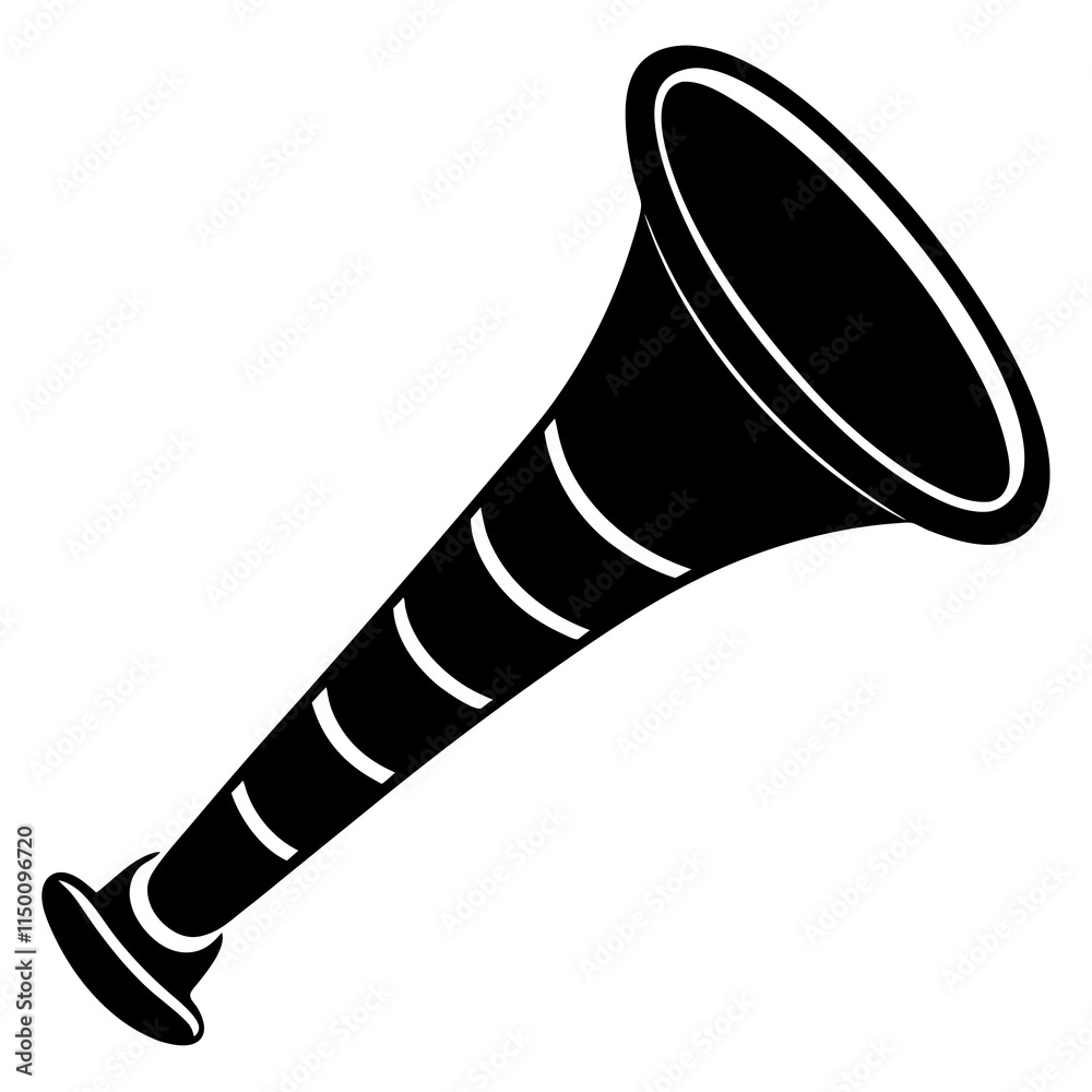 Party Horn vector silhouette black design white background Party Horn vector silhouette black design white background