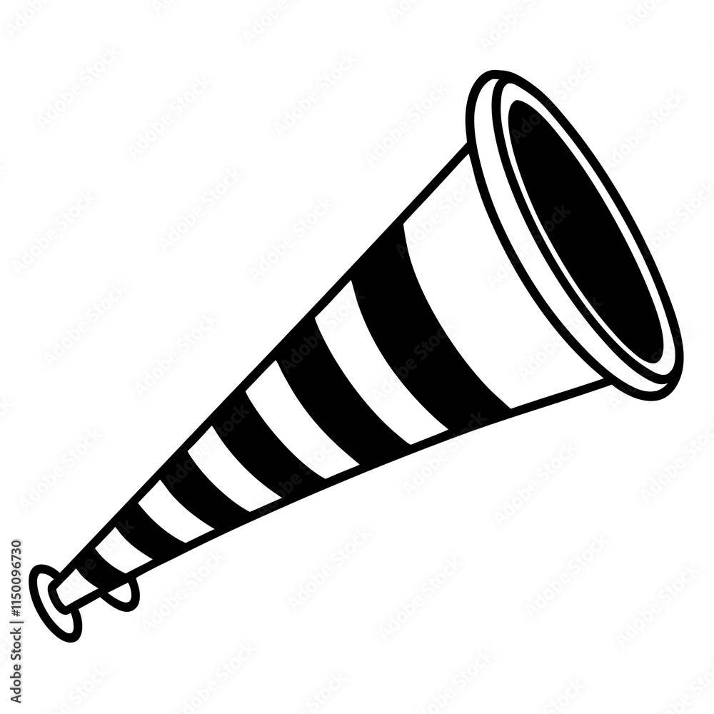 Party Horn vector silhouette black design white background Party Horn vector silhouette black design white background