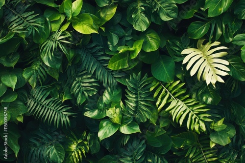 Wallpaper Mural Lush green tropical foliage background texture. (1) Torontodigital.ca