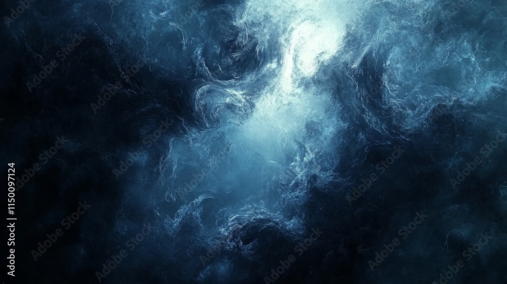 Obraz premium Abstract swirling dark blue ethereal nebula cosmic art