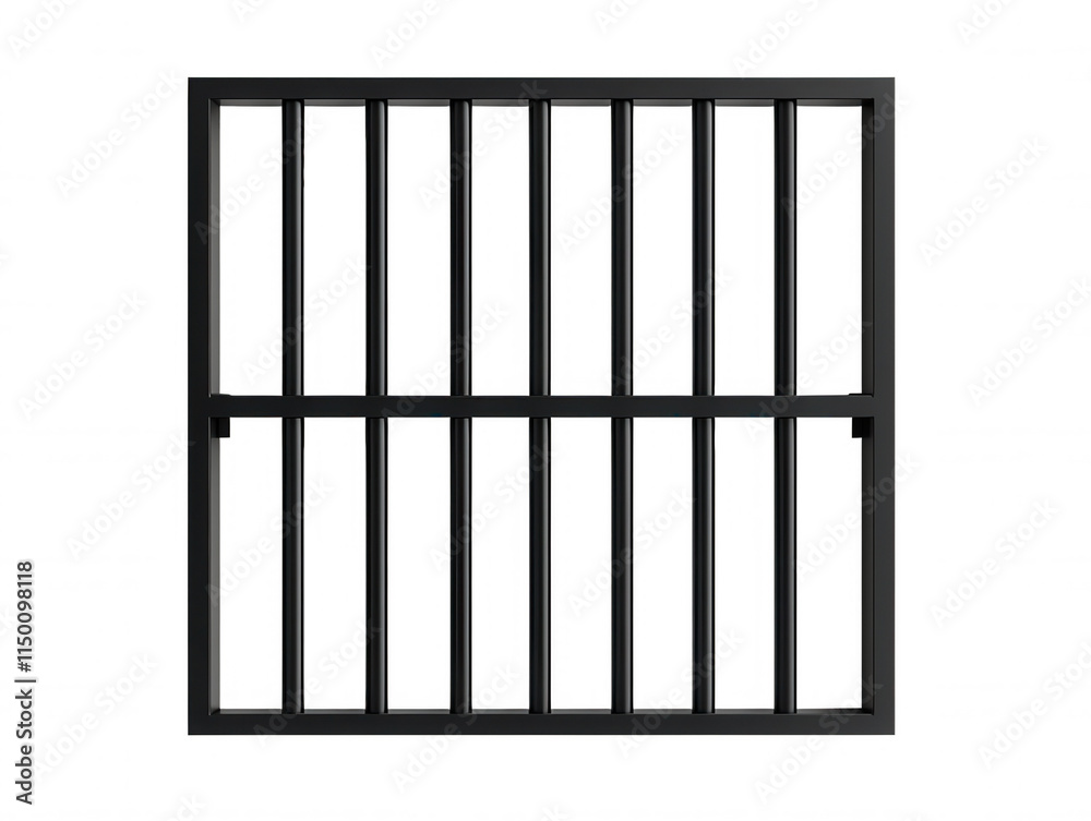 Black Metal Jail Cell Bars Displaying Vertical and Horizontal Lines Symbolizing Restriction, Confinement, and Security in Prisons or Detention Facilities Black Metal Jail Cell Bars Displaying Vertical and Horizontal Lines Symbolizing Restriction, Confinement, and Security in Prisons or Detention Facilities