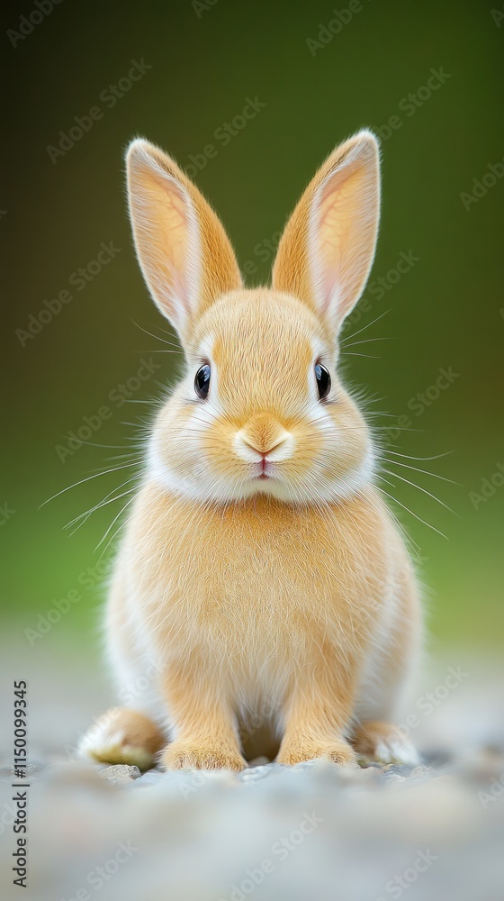 Obraz premium A cute, fluffy rabbit sitting calmly with a soft background.