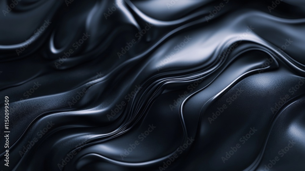 Fototapeta premium Abstract Dark Waves Of Smooth Shiny Fabric