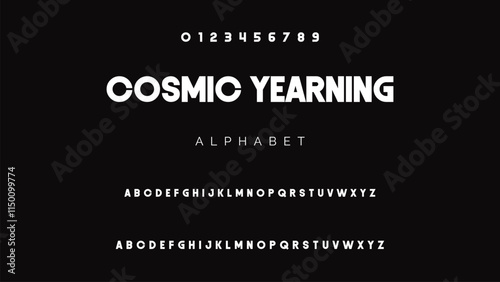 Abstract modern sans serif alphabet font.