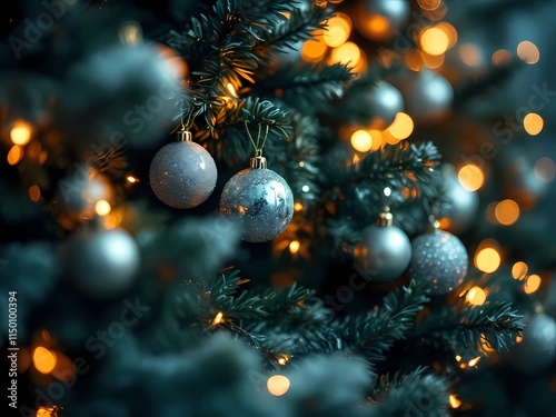 Christmas tree with balls and lights