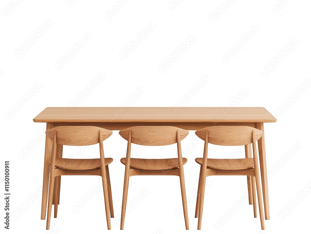 Modern Minimalist Wooden Dining Table with Four Stylish Chairs Set Against a Plain Background Perfect for Interior and Home Decor Projects Modern Minimalist Wooden Dining Table with Four Stylish Chairs Set Against a Plain Background Perfect for Interior and Home Decor Projects