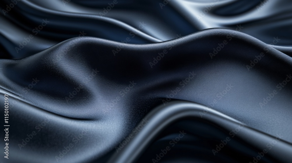 Obraz premium Dark Blue Silk Fabric Draped Softly Abstract Waves