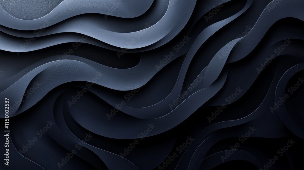 Obraz premium Abstract Dark Blue Wavy Layered Design