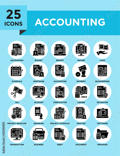 Accounting and Finance icon collection set. Containing design finance, accounting, analysis, business, financial, corporate
