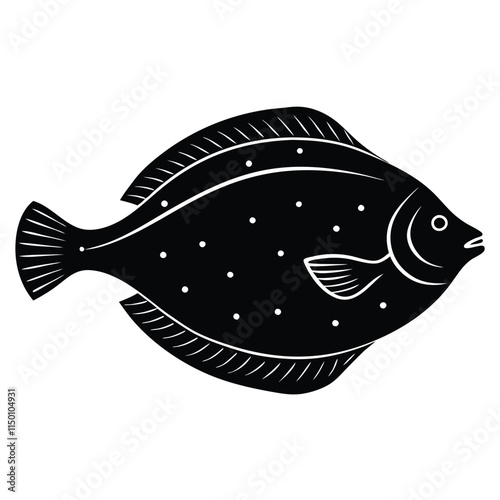 Flounder silhouette on white background
