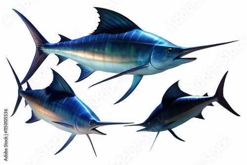 Majestic Marlin Silhouettes: Set of Elegant Fish Designs for Nautical Themes photo