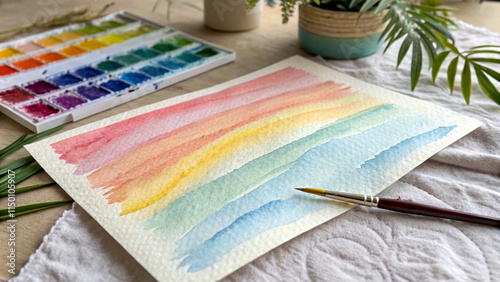 A blend of watercolor strokes on textured paper