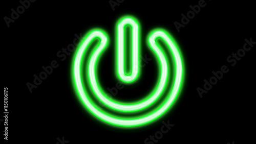 On off button switch icon neon glowing