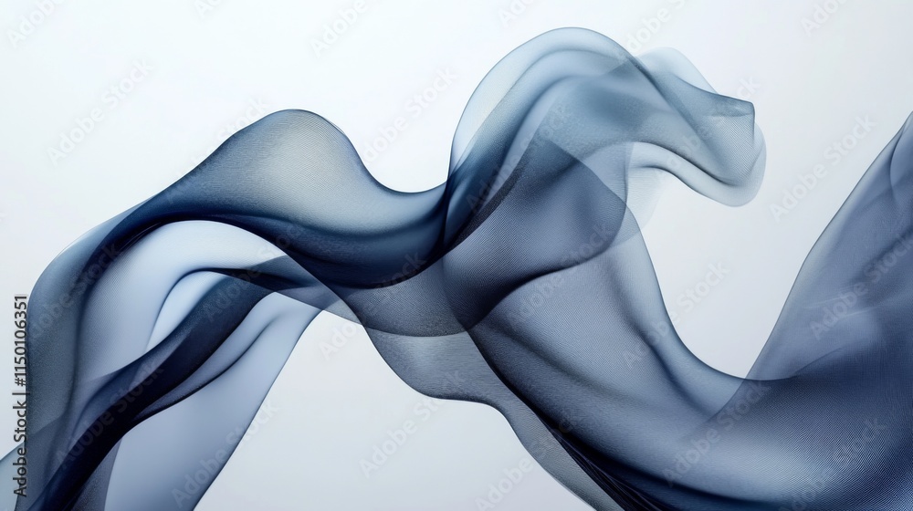 Abstract Blue Fabric Swirling Softly In Air Abstract Blue Fabric Swirling Softly In Air