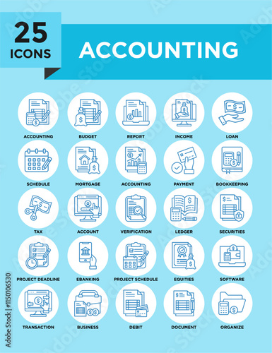 Accounting and Finance icon collection set. Containing design finance, accounting, analysis, business, financial, corporate