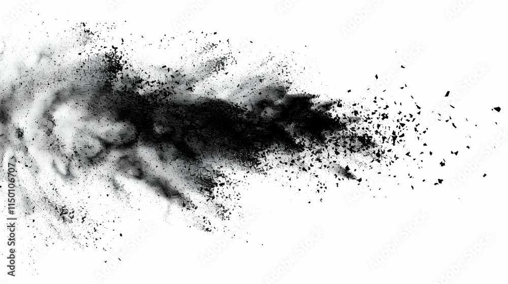 Black Powder Explosion Against a White Background Black Powder Explosion Against a White Background