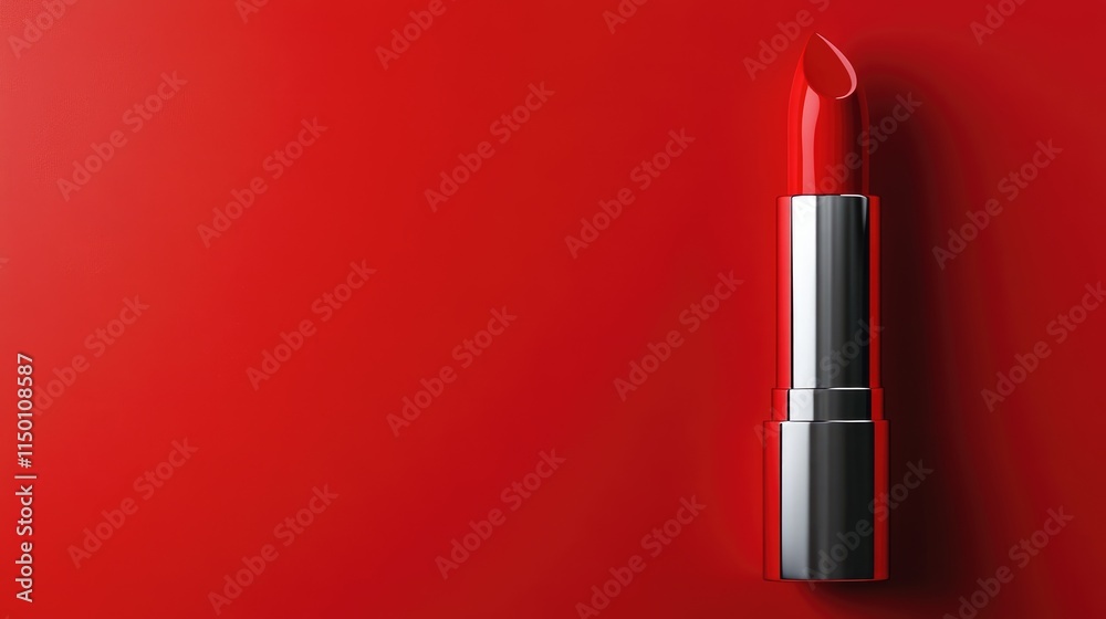Red lipstick on a red background. 3d rendering. Mockup. Red lipstick on a red background. 3d rendering. Mockup.