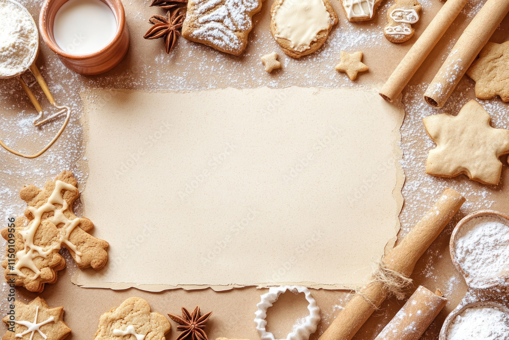 A brown blank cookie flyer template background for greeting invitation