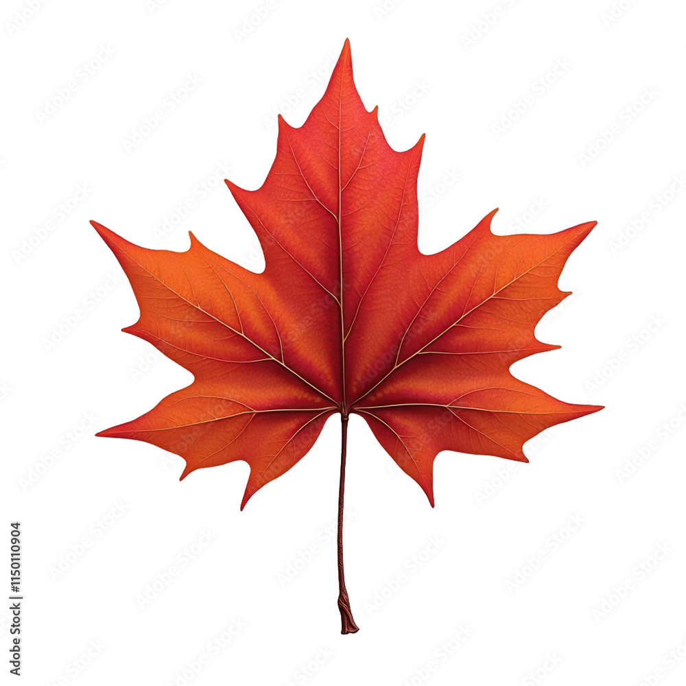 Naklejka premium Single red maple leaf against black background