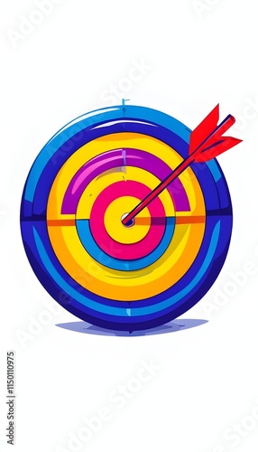 Target and arrow, , aim, goal, arrow on center of the target, illustration icon image, success, cible, objetivo, alvo, bersaglio, laccuracy, bullseye, focus, precision, achievement, direction, strateg photo