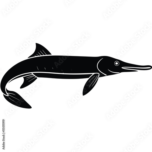 Longnose gar silhouette flat design