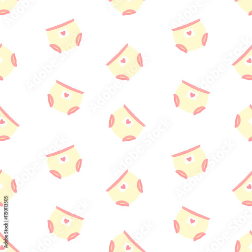 Yellow diapers vector seamless pattern. Diaper angles, diaper changing. Background, print, backdrop