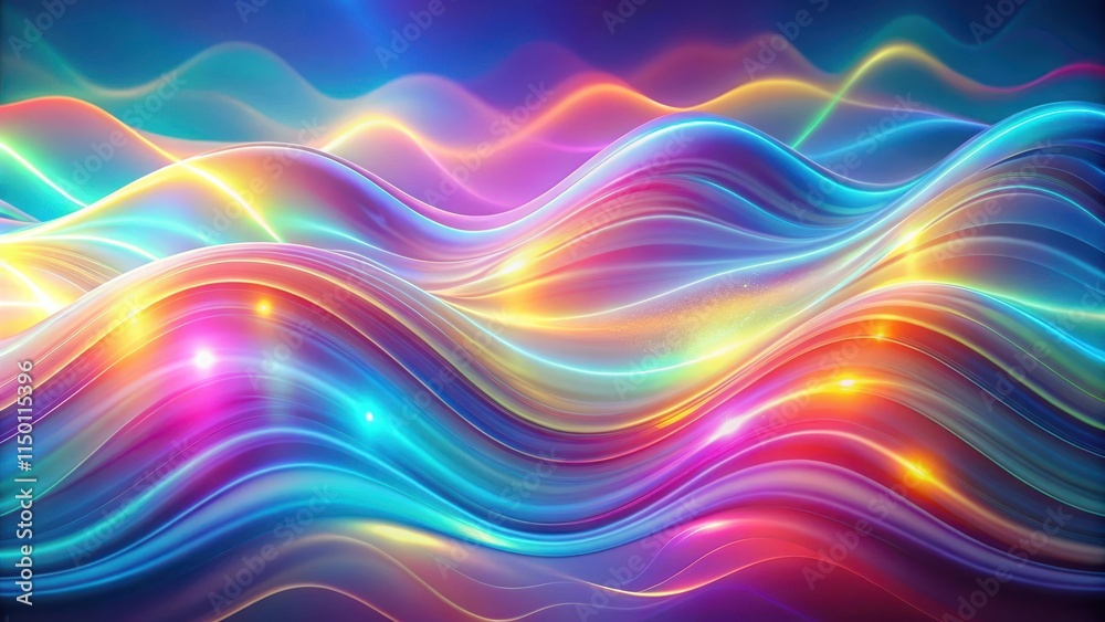 Obraz premium Abstract Swirling Waves of Light and Color in a Vibrant Digital Landscape