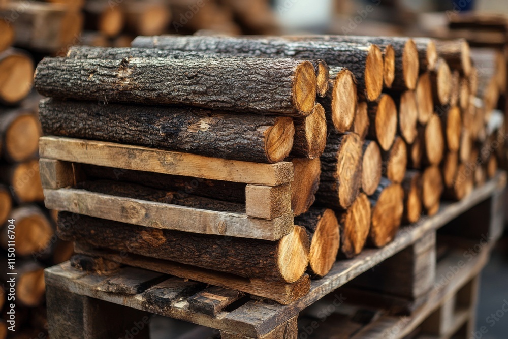 Stack of wooden planks in a yard Stack of wooden planks in a yard