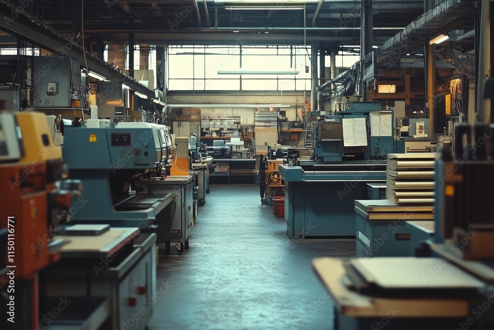 Modern factory interior with machinery Modern factory interior with machinery