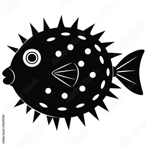 Pufferfish silhouette flat design