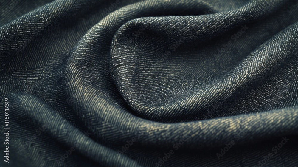 Fototapeta premium Dark Textured Fabric Draped in Soft Waves
