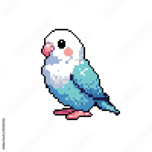 Pixel art cute lovebird