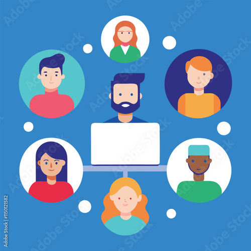 Connecting Online: Flat-Style Illustration for Social Networking and Apps