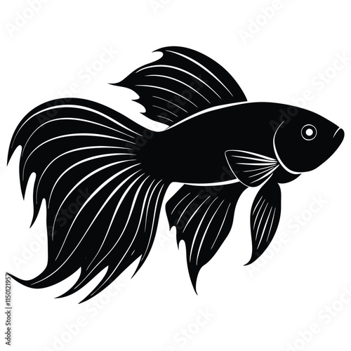 Single betta fish silhouette