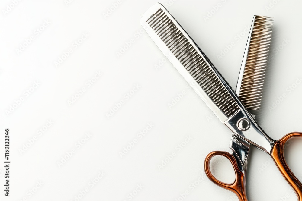 Stylish Haircut Tools on Isolated White Background Stylish Haircut Tools on Isolated White Background