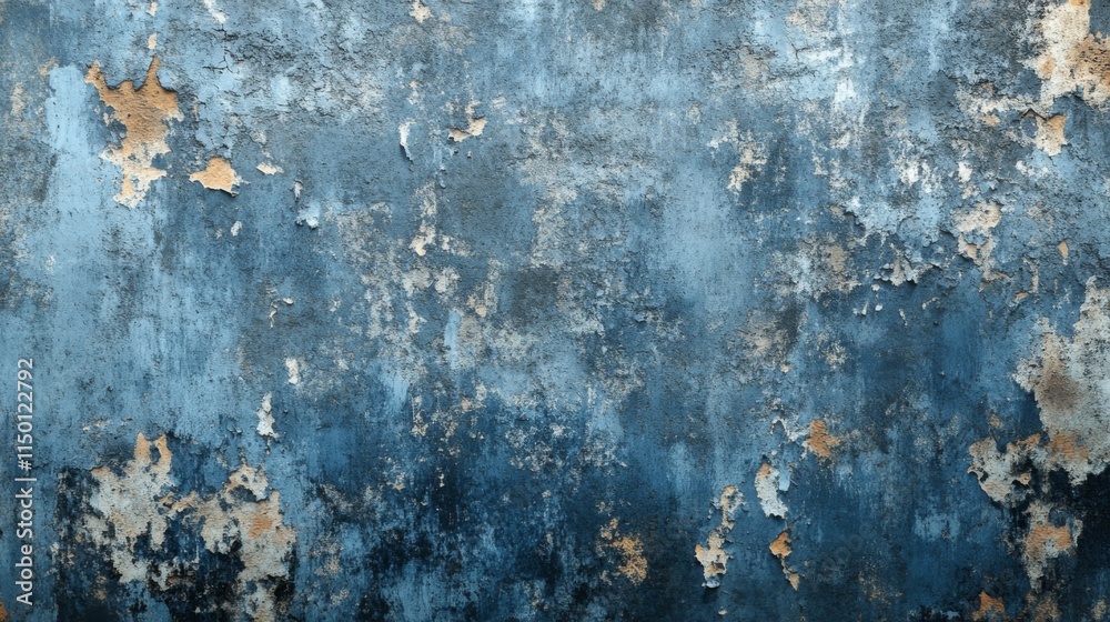 Weathered Blue Wall Showing Aged Paint Flaking Weathered Blue Wall Showing Aged Paint Flaking