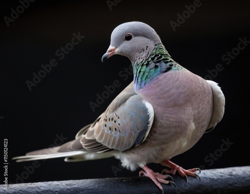 Close-up of a Grey Pigeon's Detailed Feathered Body photo