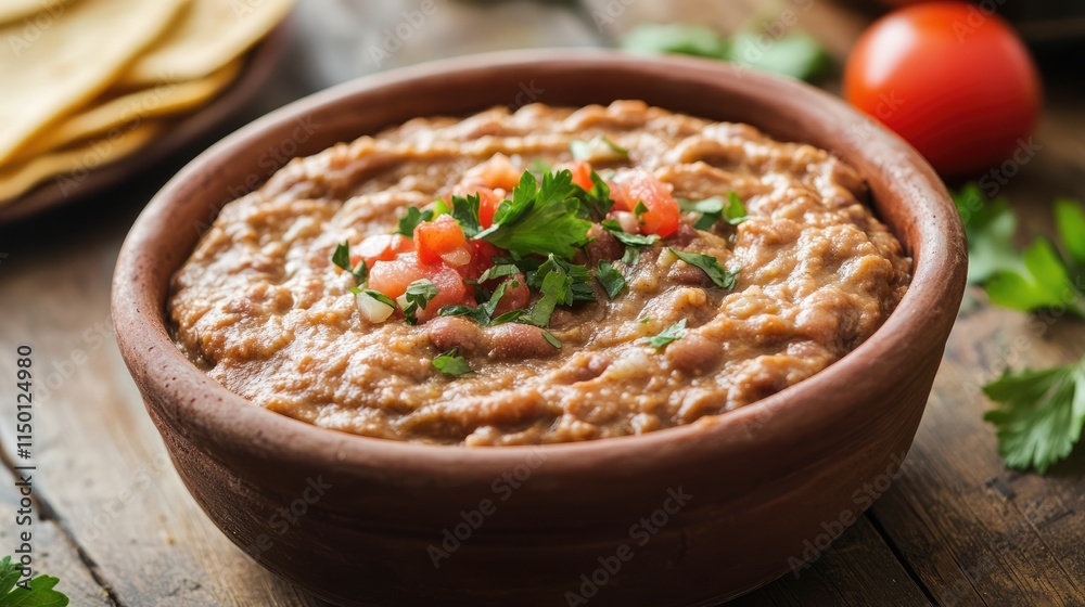 refried beans in a bowl refried beans in a bowl